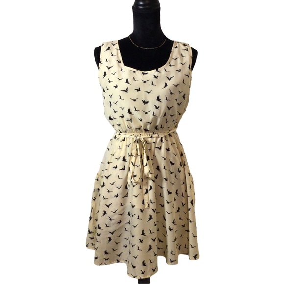 Fussy NY Dresses & Skirts - Fussy NY Cream & Black Bird Pattern Dress Size: M